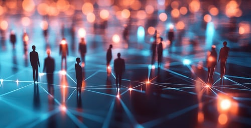 People connecting by digital lines